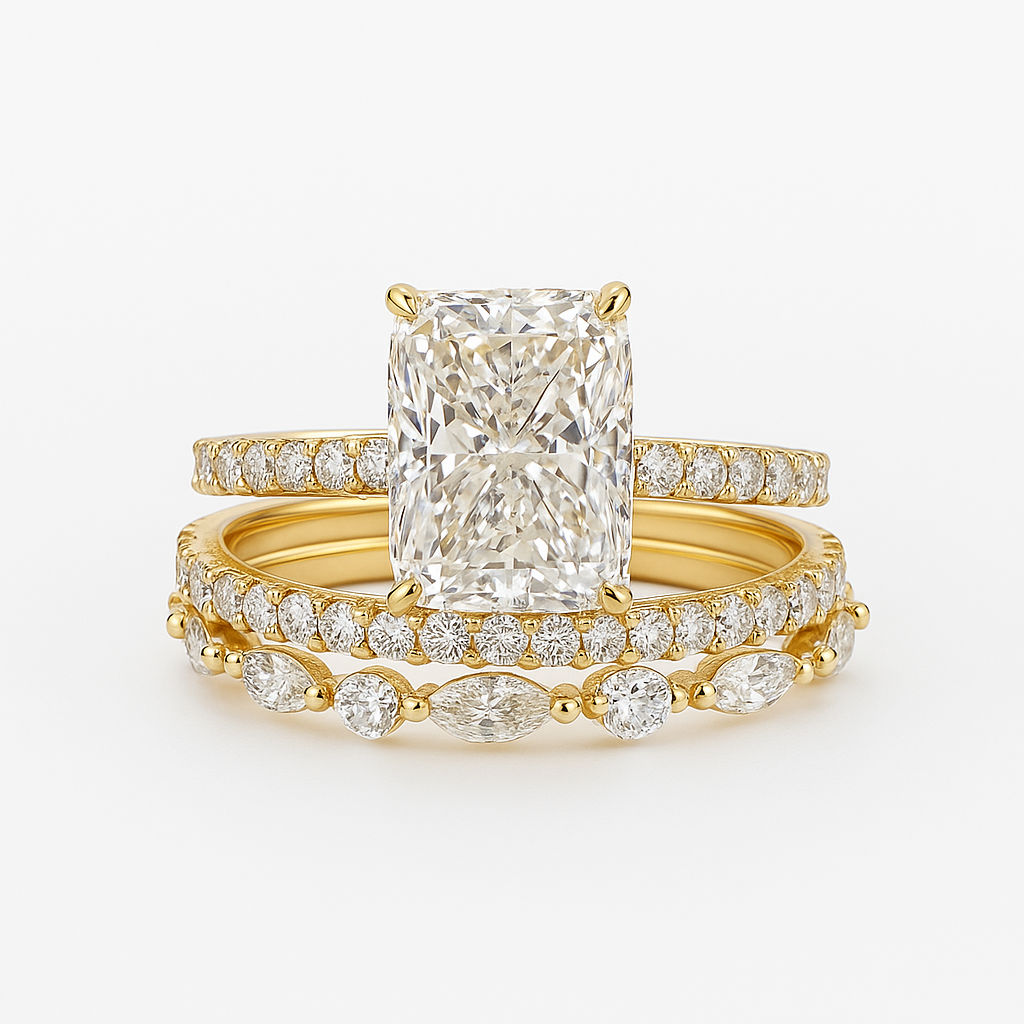 Conjunto de Anéis de Casamento Jaily 3PC