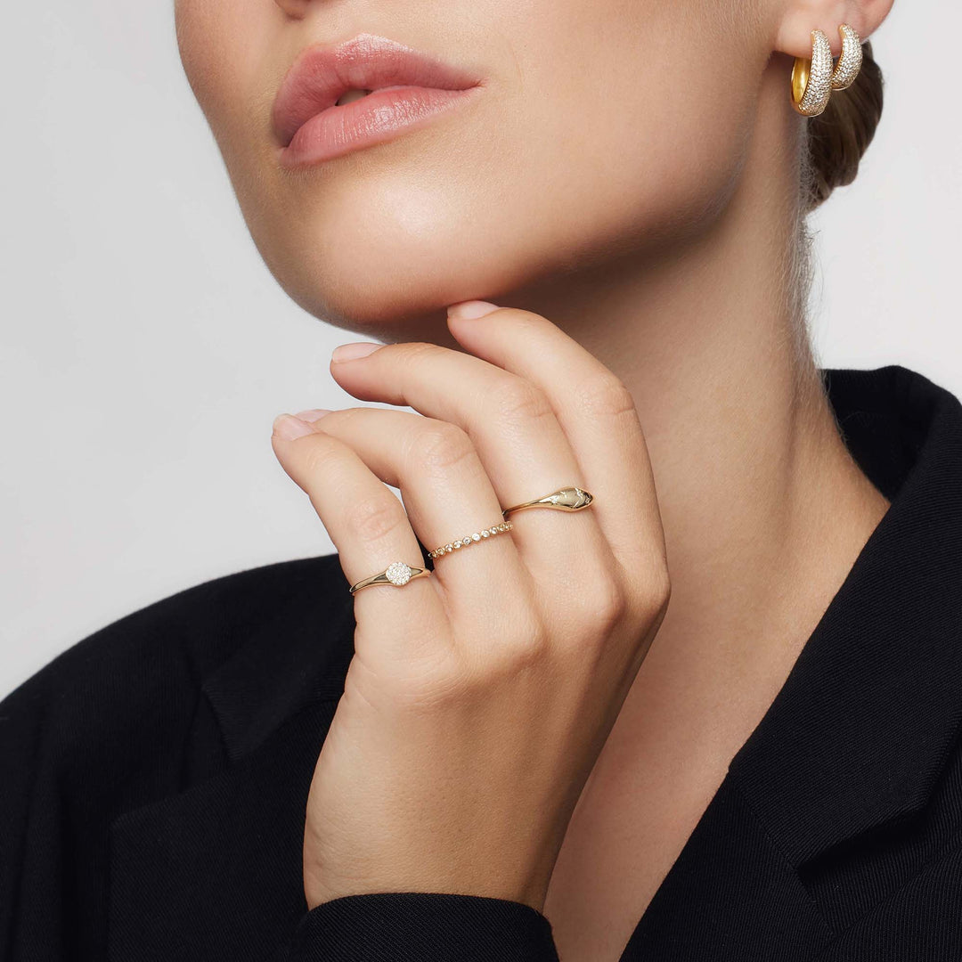 Anel Cúpula com Diamantes | Dourado