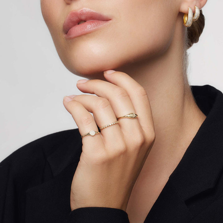 Anel Cúpula com Diamantes | Dourado
