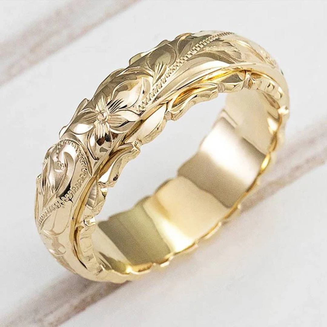 Anel Floral Vintage Dourado