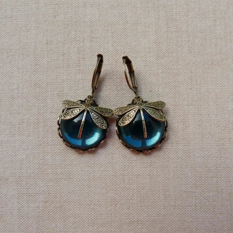 Brincos de Libélula em Ouro Vintage