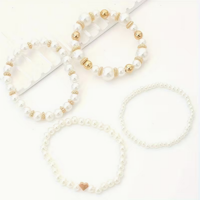 Conjunto Quattro Pulseiras Pérola | Perlume