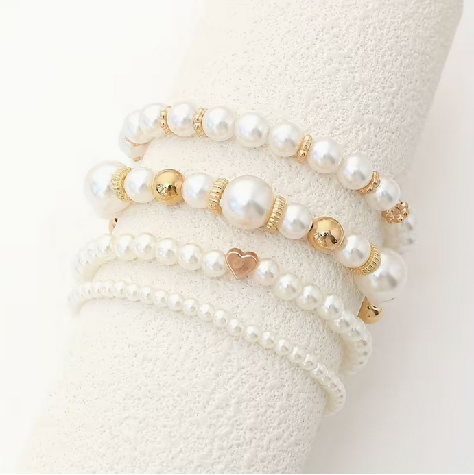 Conjunto Quattro Pulseiras Pérola | Perlume