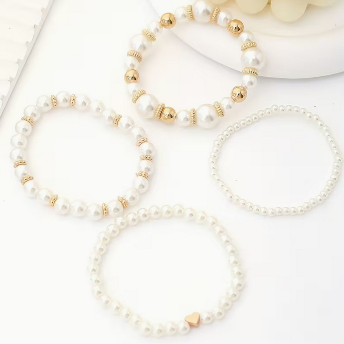 Conjunto Quattro Pulseiras Pérola | Perlume