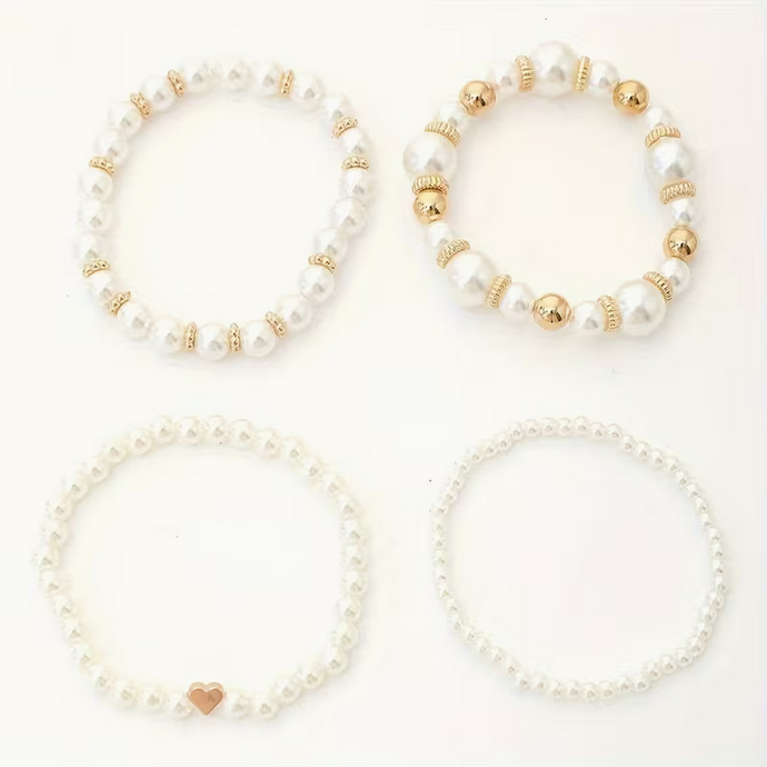 Conjunto Quattro Pulseiras Pérola | Perlume
