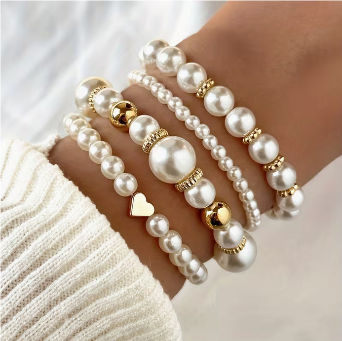 Conjunto Quattro Pulseiras Pérola | Perlume