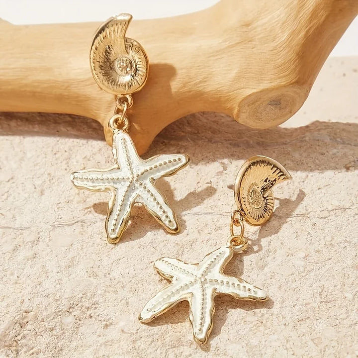 Brincos vintage de concha em forma de estrela do mar