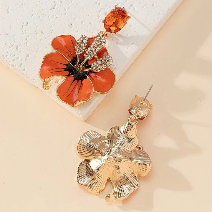 Brincos de strass com flores vintage