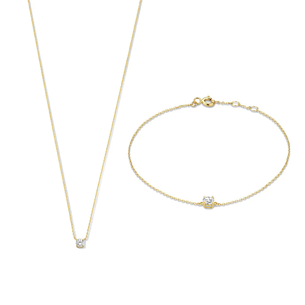 Conjunto Cléa com Pedra Moissanita | Dourado
