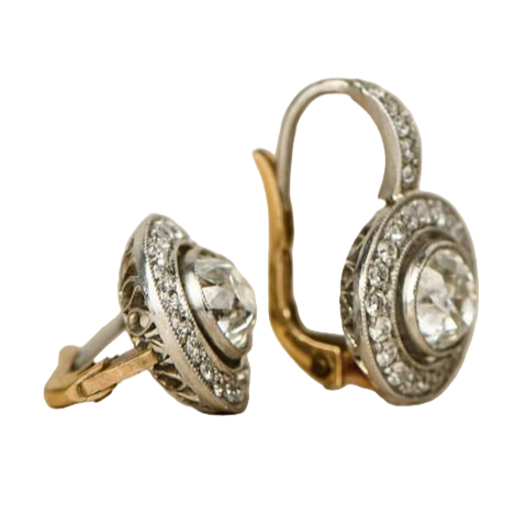 Brincos vintage de prata com zircônia