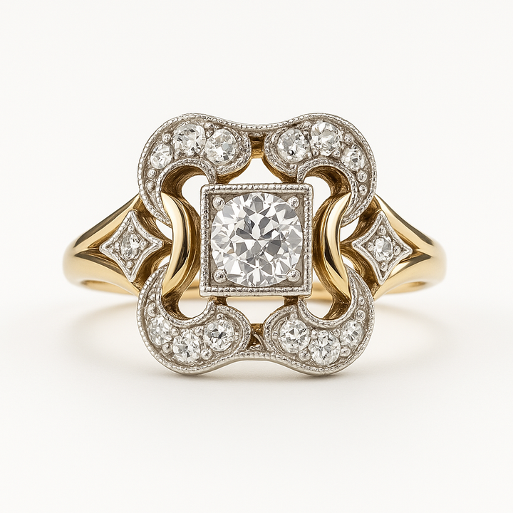 Anel de Ouro com Zircônia Vintage