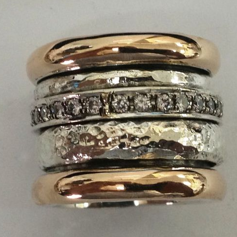 Anel Vintage Largura em Ouro e Prata