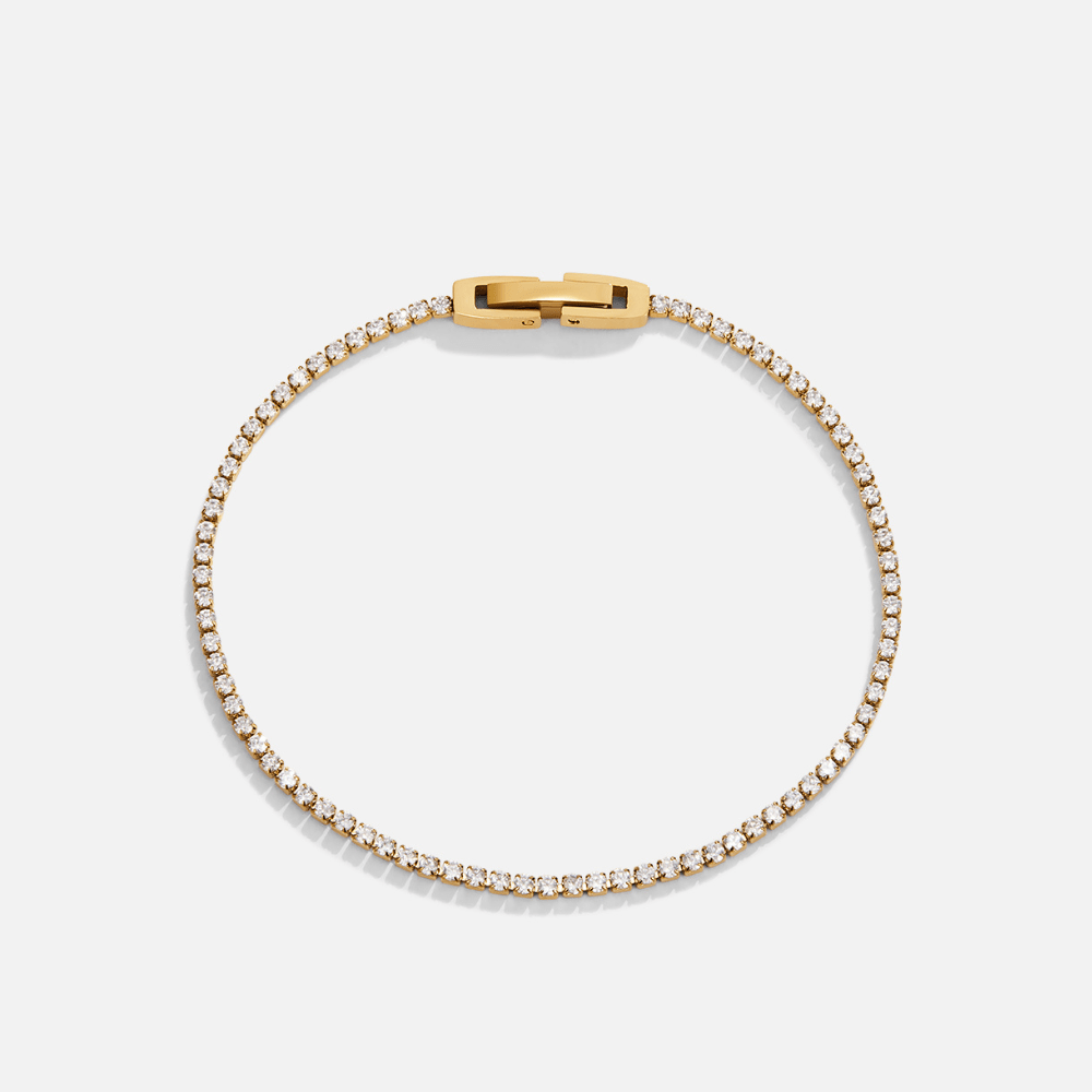 Pulseira Niyah de Cristal Branco com Detalhes em Ouro