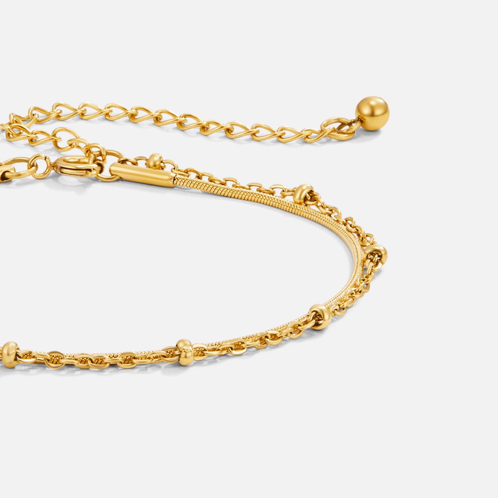 Pulseira de Camadas em Ouro Pia