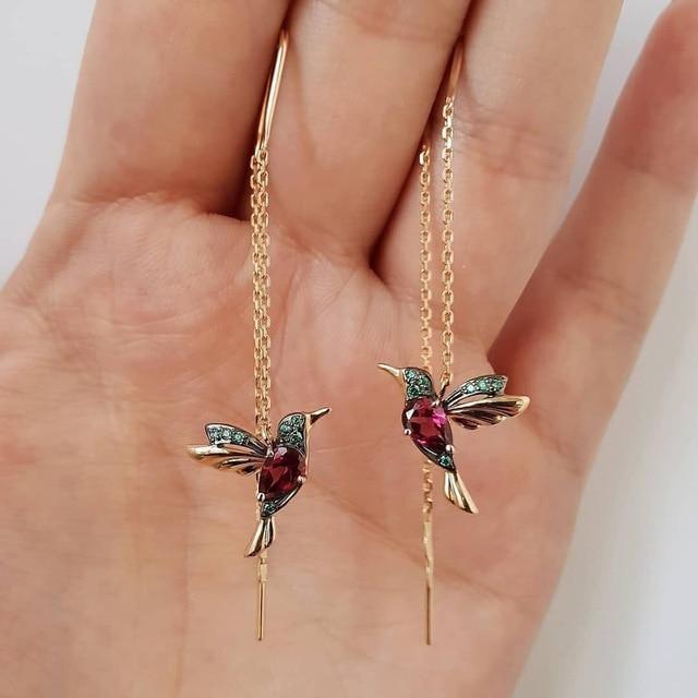 Brincos de Esmalte e Zircônia Hummingbird